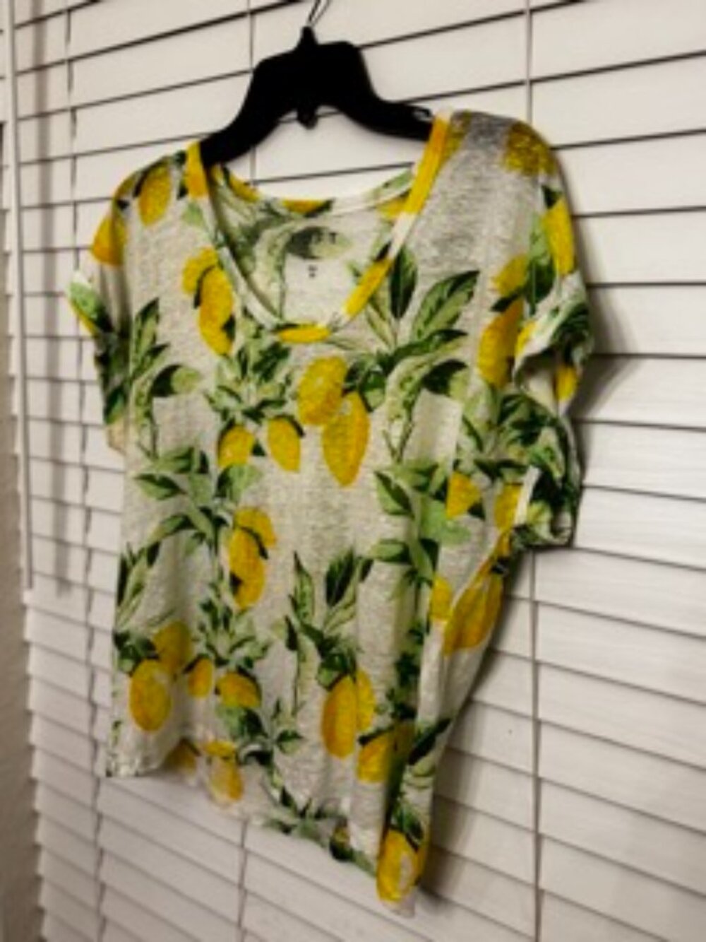 Loft Womens 100% Linen Shirt Fruit Print M Breezy Flowy Oversized Summer Resort